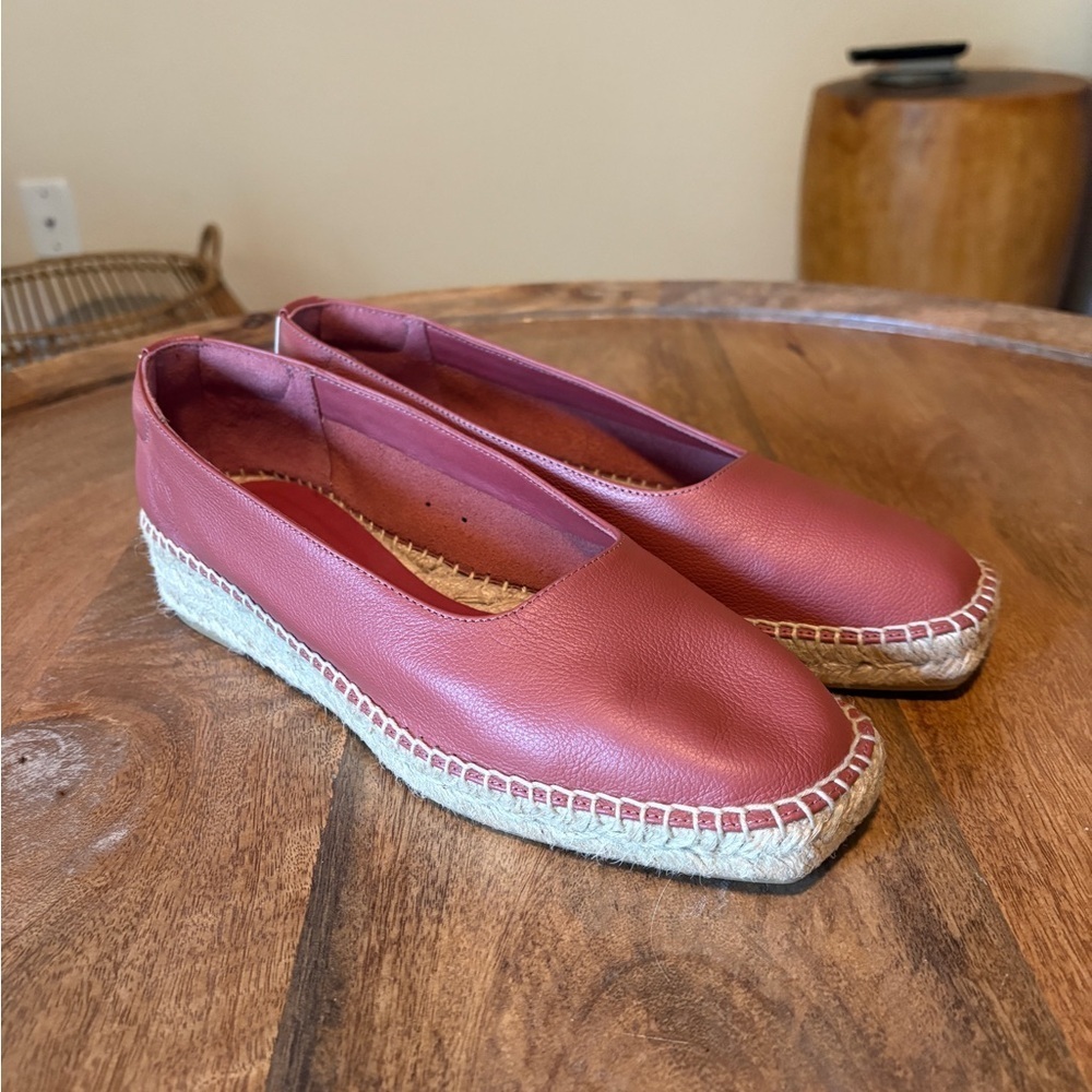 Everlane Rose Pink Square toe Espadrille Flats Size 9 1/2